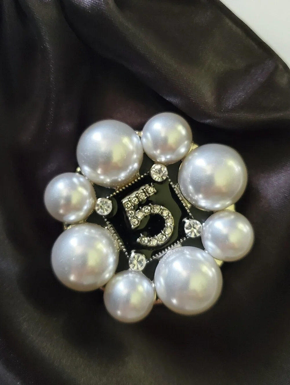 Phone Grip - Pearl Cluster Number 5 Popsocket with Crystal Accents